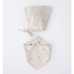 ZARA GOOSE PRINT BONNET AND BANDANA SET
